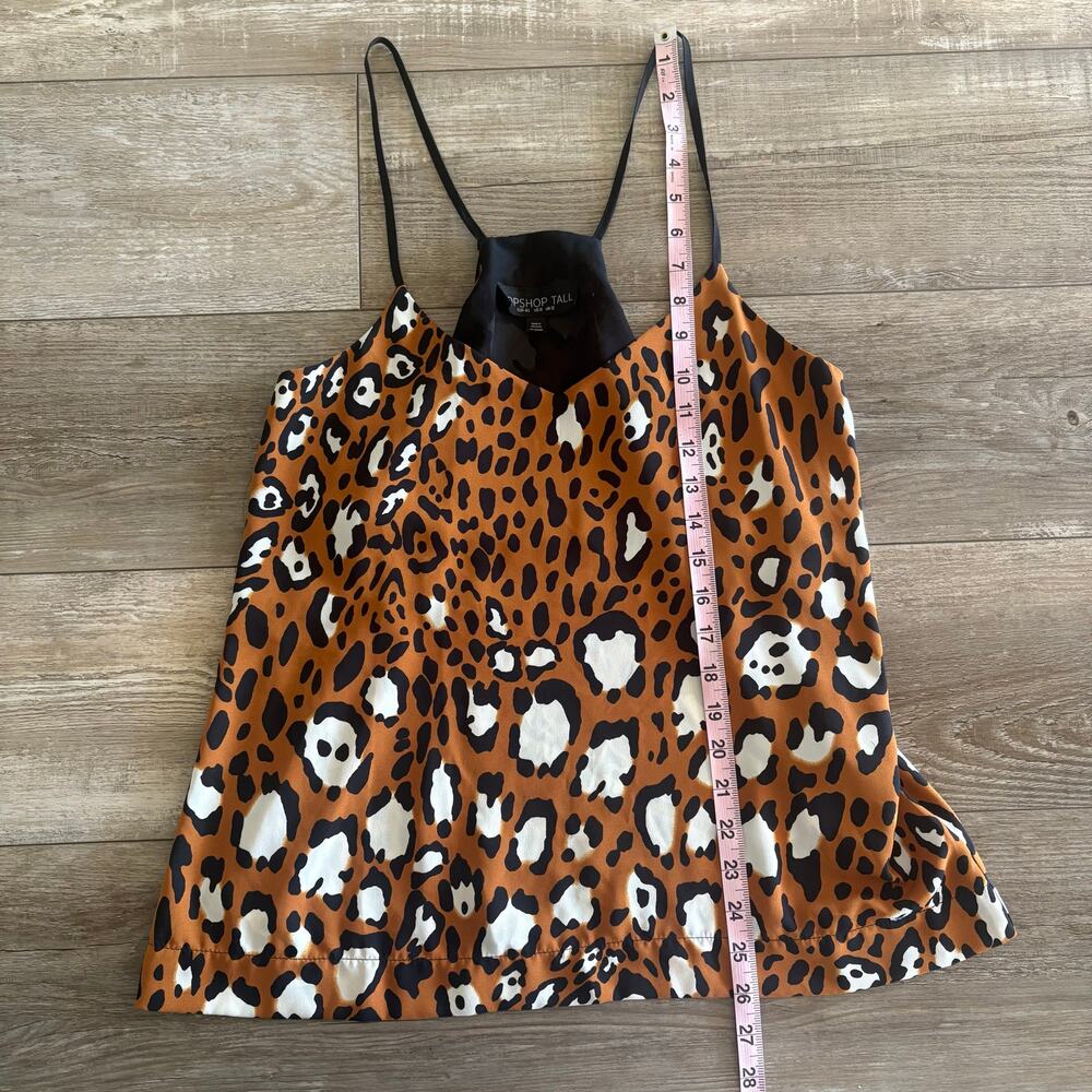 TOPSHOP Tall Cheetah Camisole‎ Top Women's Size 8 Spaghetti Strap Y2K Baddie - Picture 6 of 8